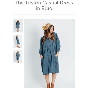 Piper & Scoot Tilston Blue Midi Boutique Dress - Small or Medium - NWT